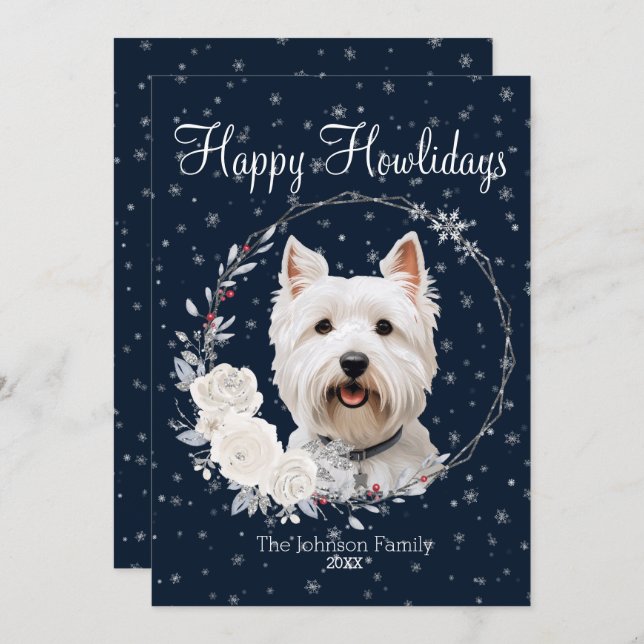 Happy Howlidays Cute Westie Dog Holiday Card (Front/Back)