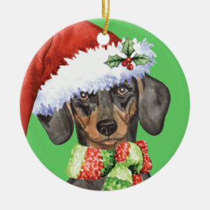 Happy Howlidays Dachshund Ceramic Tree Decoration