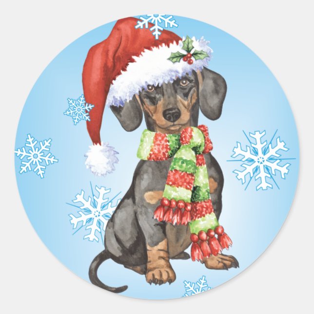 Happy Howlidays Dachshund Classic Round Sticker (Front)