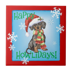 Happy Howlidays Dachshund Tile