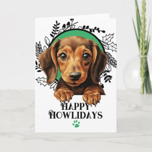 Happy Howlidays Dachshund Weiner Dog Christmas Holiday Card
