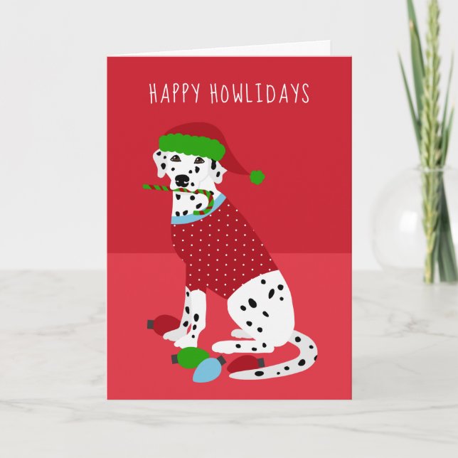 Happy Howlidays Dalmatian Christmas Holiday Card (Front)