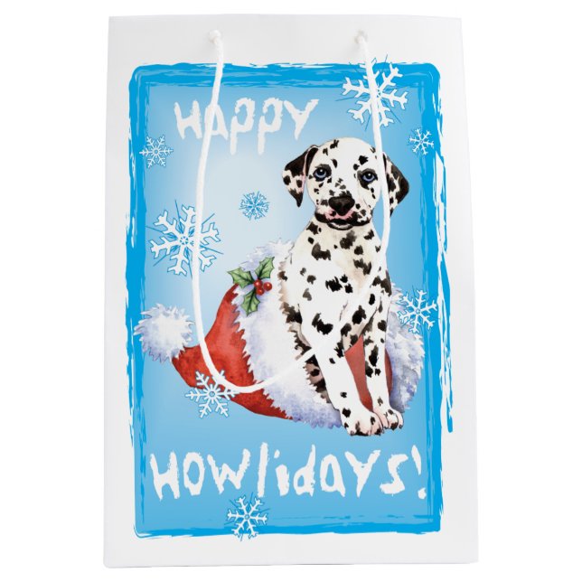 Happy Howlidays Dalmatian Medium Gift Bag (Front)