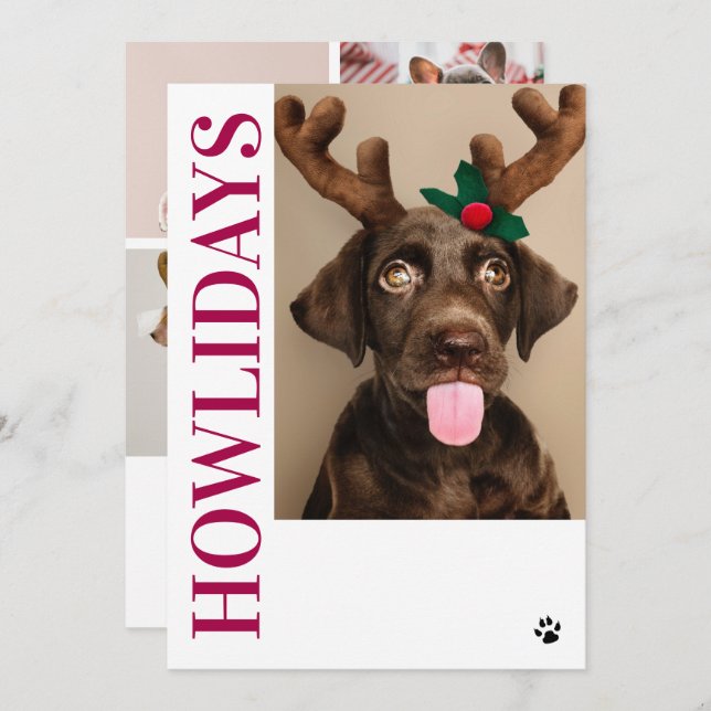 Happy Howlidays Dog Christmas 5 Photo Card (Front/Back)