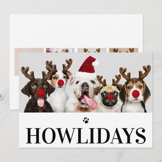 Happy Howlidays Dog Christmas 5 Photo Card (Front/Back)