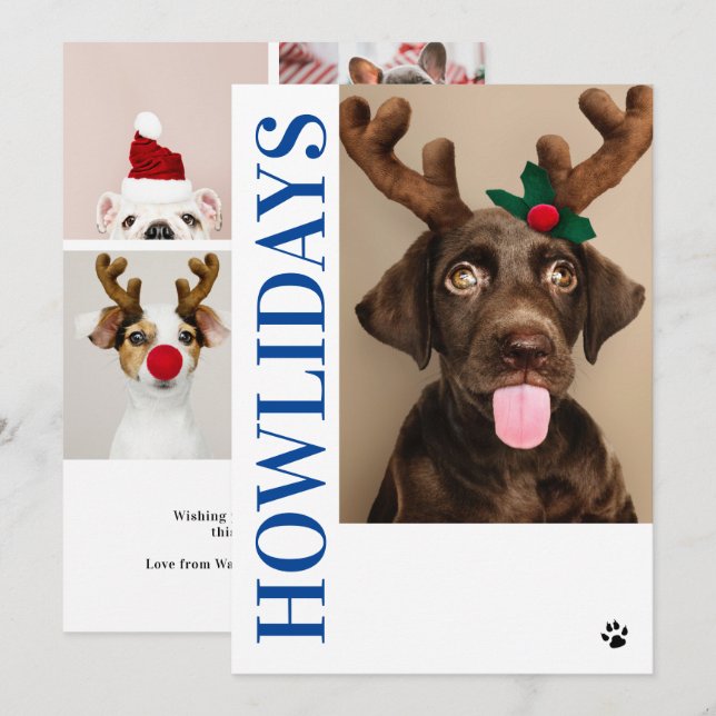 Happy Howlidays Dog Christmas 5 Photo Card (Front/Back)