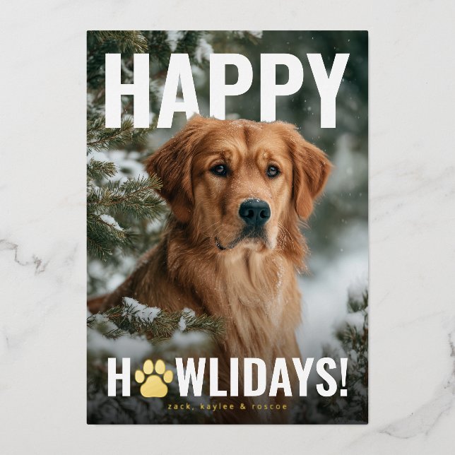 Happy Howlidays Dog Christmas Foil Holiday Card (Front)