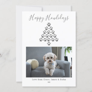 Happy Howlidays Dog Christmas Holiday Photo - Grey Card