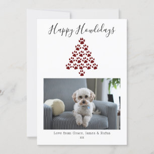 Happy Howlidays Dog Christmas Holiday Photo -Red