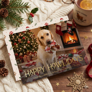 Happy Howlidays Dog Funny Photo Christmas Foil Holiday Card