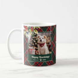Happy Howlidays Dog Green Red Plaid Christmas Coffee Mug