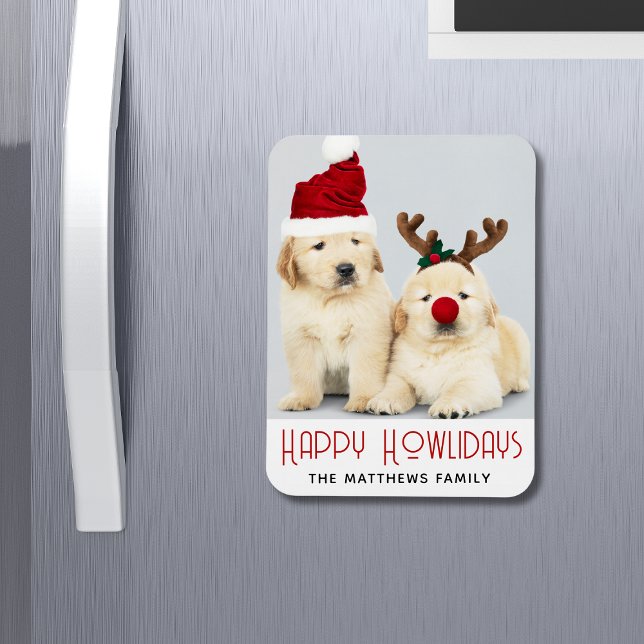 Happy Howlidays Dog Lover Holiday Christmas Photo Magnet (Creator Uploaded)