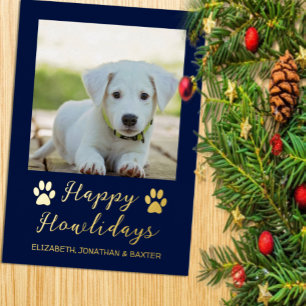 Happy Howlidays Dog Photo Christmas Foil Holiday Card