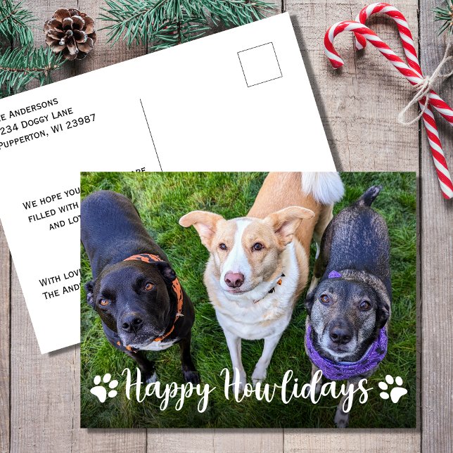 Happy Howlidays Dog Photo Christmas Holiday Postcard (Creator Uploaded)