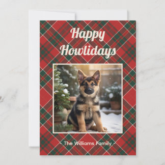 Happy Howlidays Dog Red Green Plaid Christmas Holiday Card