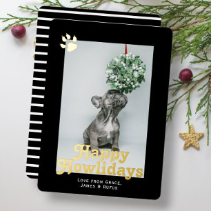 Happy Howlidays Dog Themed Photo Personalised Foil Holiday Card