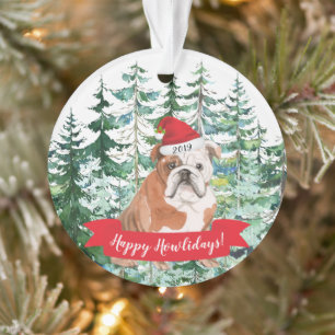 Happy Howlidays English Bulldog Dog Christmas Ornament