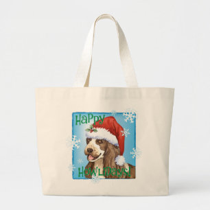 Happy Howlidays English Cocker Spaniel Large Tote Bag