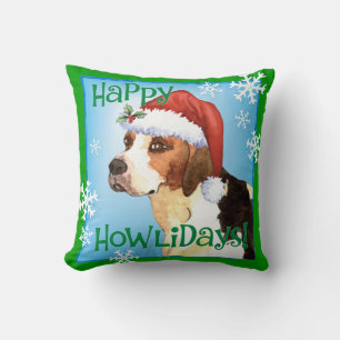 Happy Howlidays English Foxhound Cushion