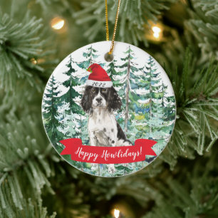 Happy Howlidays English Springer Spaniel  Ceramic Tree Decoration