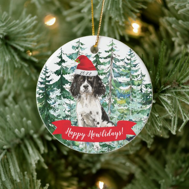 Happy Howlidays English Springer Spaniel  Ceramic Tree Decoration (Tree)