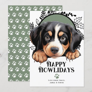 Happy Howlidays Entlebucher Mountain Dog Christmas Holiday Card