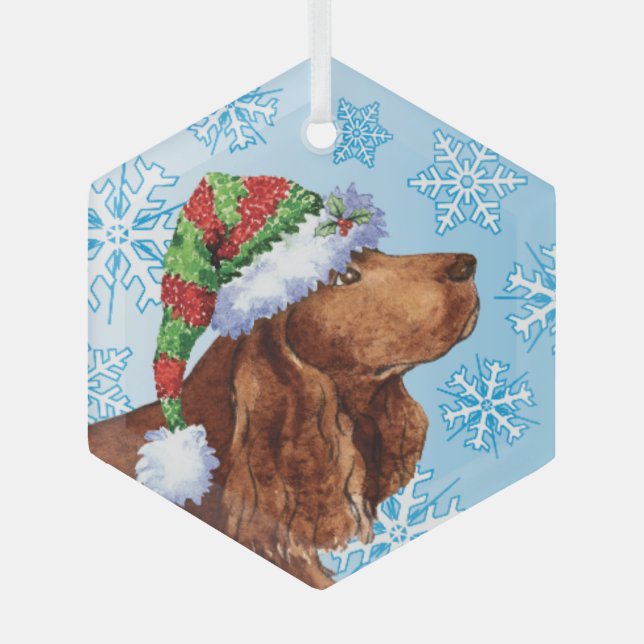 Happy Howlidays Field Spaniel Ceramic Ornament (Front)