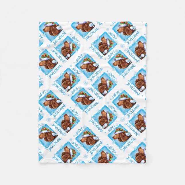 Happy Howlidays Field Spaniel Fleece Blanket (Front)