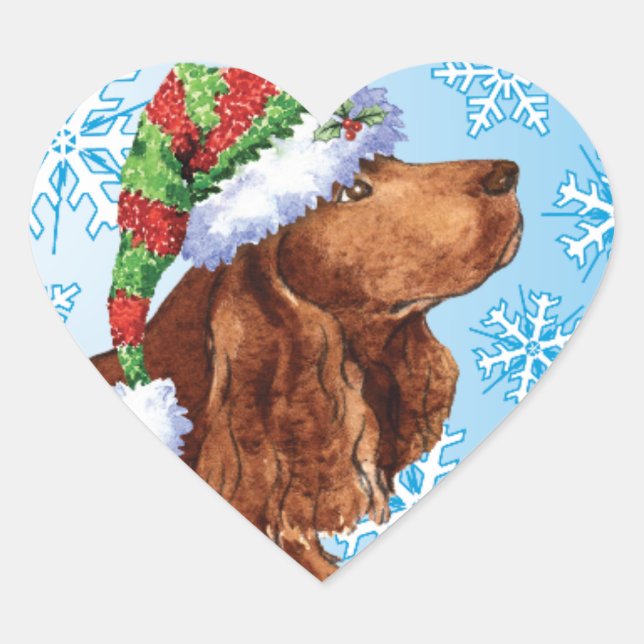 Happy Howlidays Field Spaniel Heart Sticker (Front)