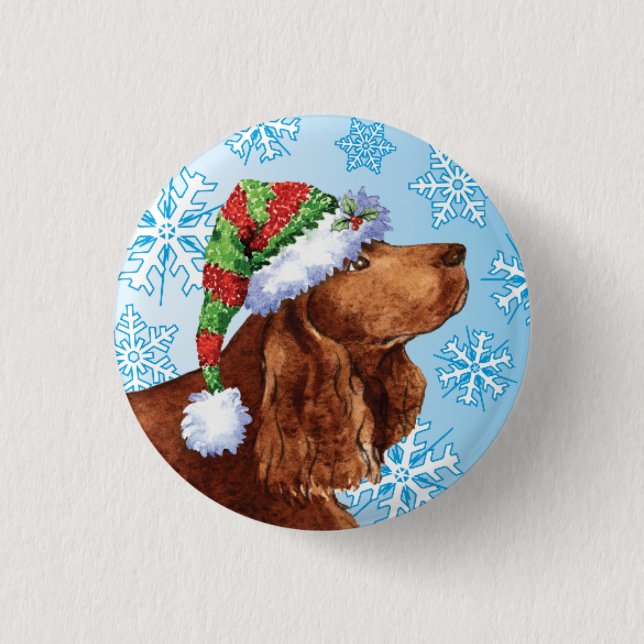 Happy Howlidays Field Spaniel Pinback Button (Front)