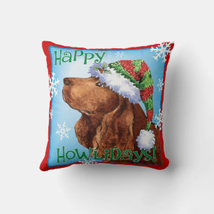 Happy Howlidays Field Spaniel Throw Pillow