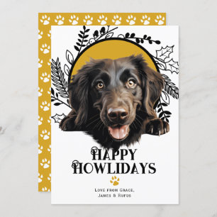 Happy Howlidays Flat-Coated Retriever Christmas Holiday Card