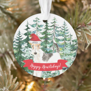 Happy Howlidays Fox Terrier Dog Christmas Ornament