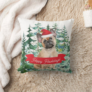 Happy Howlidays French Bulldog Dog Christmas Cushion