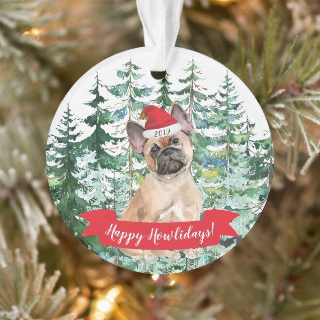 Happy Howlidays French Bulldog Dog Christmas Ornament (Tree)