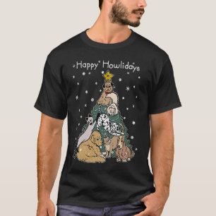 Happy Howlidays  Funny Dog & Cat Christmas Tree T-Shirt