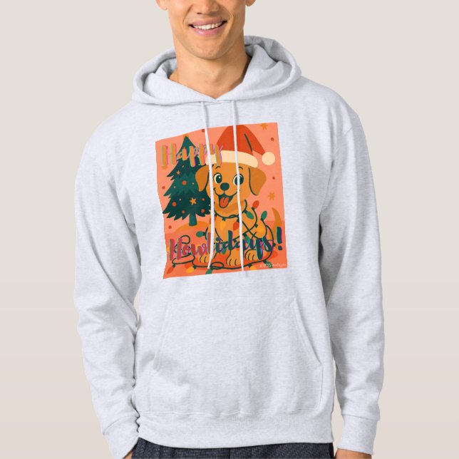 Happy Howlidays! Funny Santa Dog Hoodie (Front)