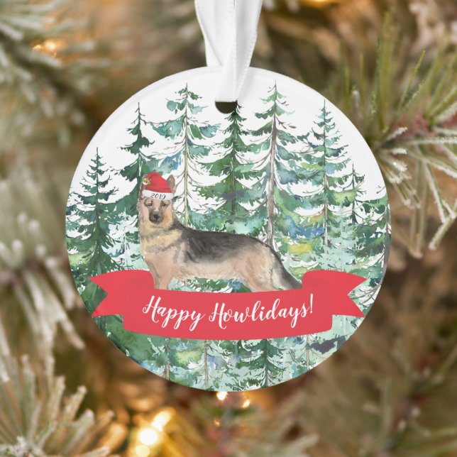 Happy Howlidays German Shepherd Dog Christmas Ornament (Tree)