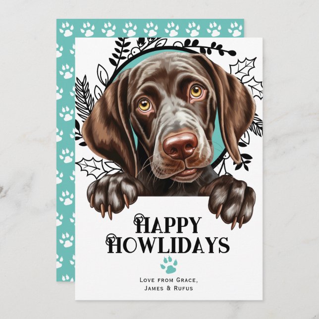 Happy Howlidays German Shorthaired Pointer Holiday Card (Front/Back)