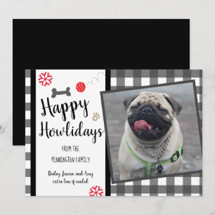 Happy Howlidays Gingham Dog Christmas Holiday Card