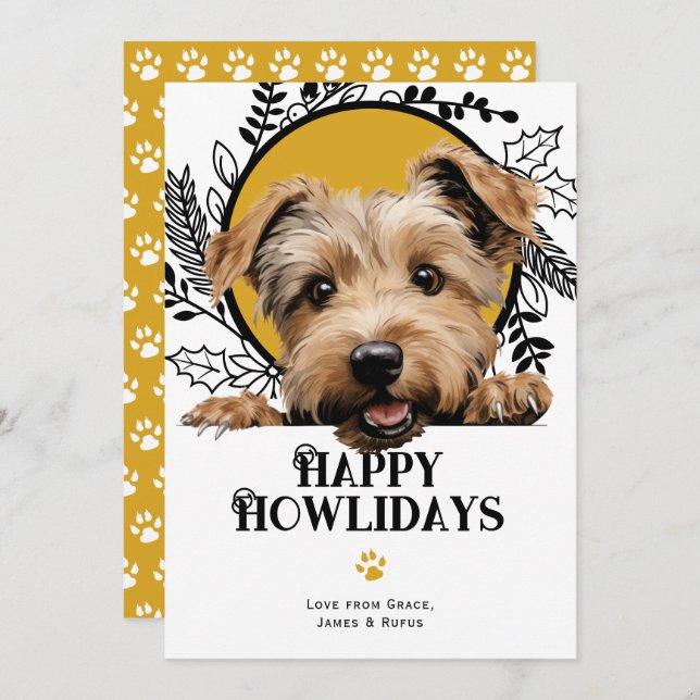 Happy Howlidays Glen of Imaal Terrier Christmas Holiday Card (Front/Back)