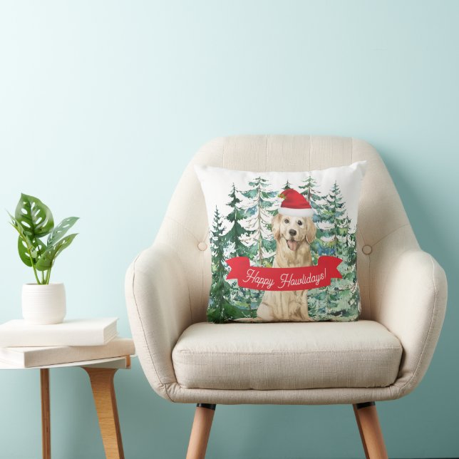 Happy Howlidays Golden Retriever Cushion (Chair)