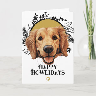 Happy Howlidays Golden Retriever Dog Christmas Holiday Card