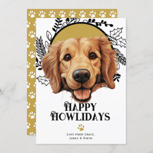Happy Howlidays Golden Retriever Dog Christmas  Holiday Card