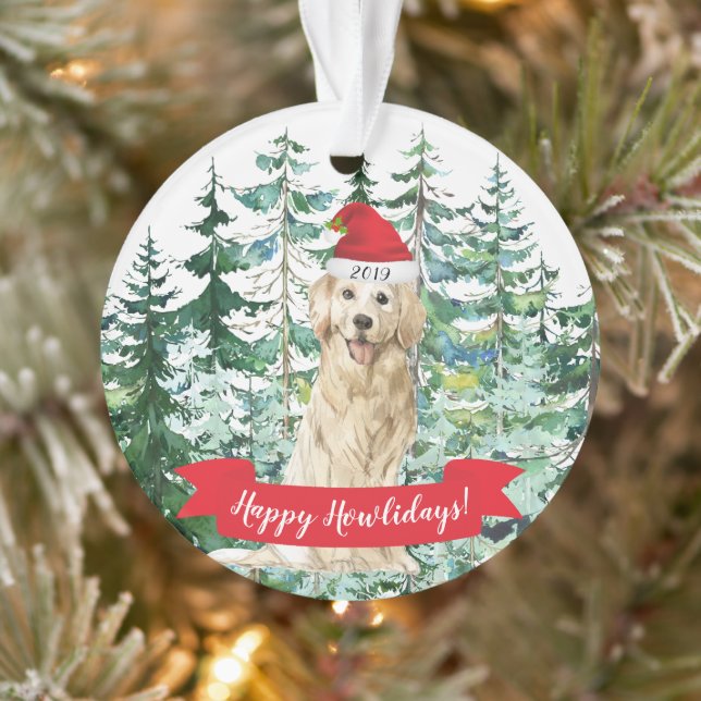 Happy Howlidays Golden RetrieverChristmas Ornament (Tree)
