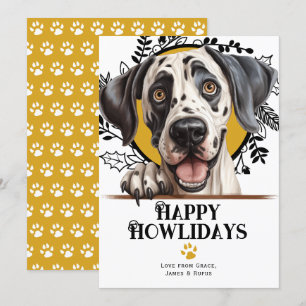 Happy Howlidays Great Dane Dog Christmas Holiday Card