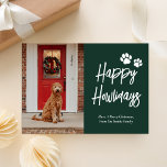 Happy Howlidays Green Calligraphy Pet Photo Holiday Card<br><div class="desc">Happy Howlidays Green Gold Calligraphy Pet Photo Holiday Card. Send customisable and personalised holiday greetings to friends,  colleagues and family in simple,  chic,  elegant and modern photo design festive,  natural minimalist style cards! Below the calligraphy features your custom greeting message in modern typography.</div>