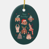 Happy Howlidays Green Christmas Dogs