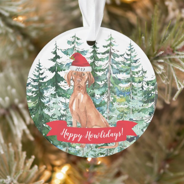 Happy Howlidays Hungarian Vizsla Christmas Ornament (Tree)