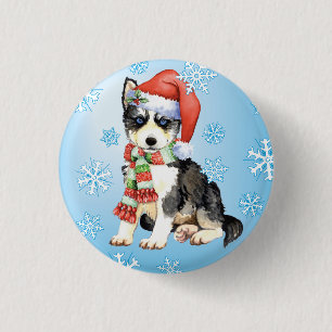 Happy Howlidays Husky 3 Cm Round Badge
